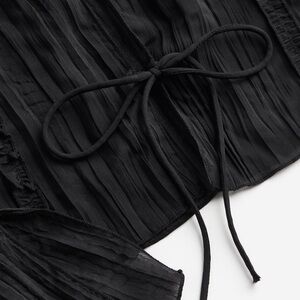 textured front tie blouse